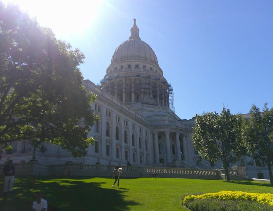 The Wisconsin State Capitol on a sunny day